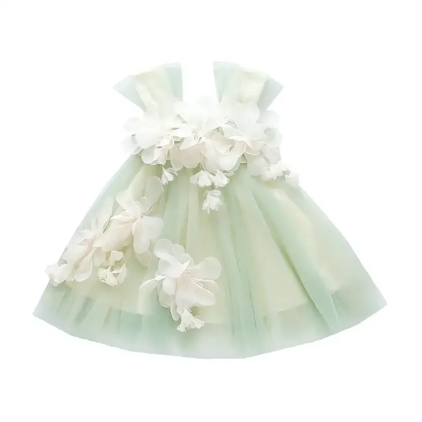 2PCS Baby  Lolita Princess Ball Gown Fashion Flower Design Wedding Birthday Baptism Party Eid Dresses For Girls