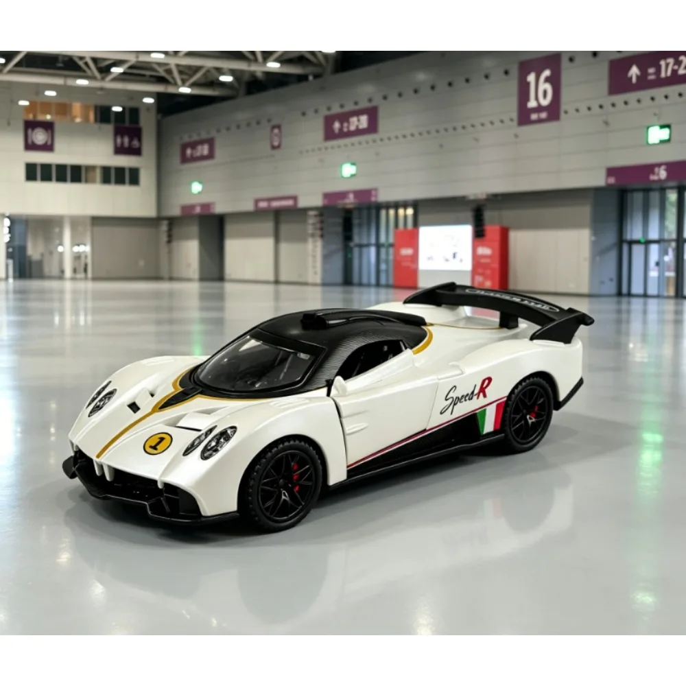 1:32 Scale Pagani Alloy Sports Car Model, Simulation Classic Racing Car Toy with Sound Light Pull Back Function Kids Gift