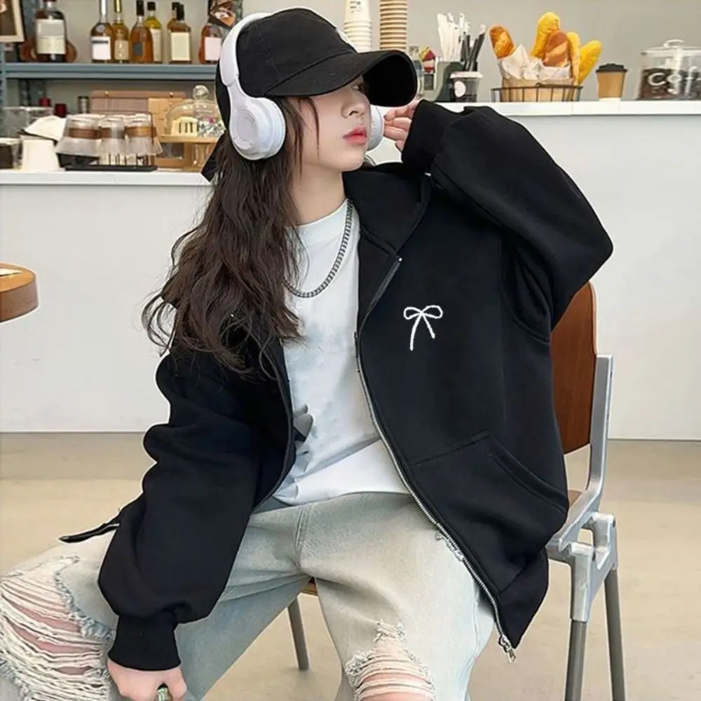 Fashion Sweet Bow Girl Bowknot Hoodie Loose Child Teens Autumn Hoodie Coat Long Sleeve Y2k Coat Girls Students