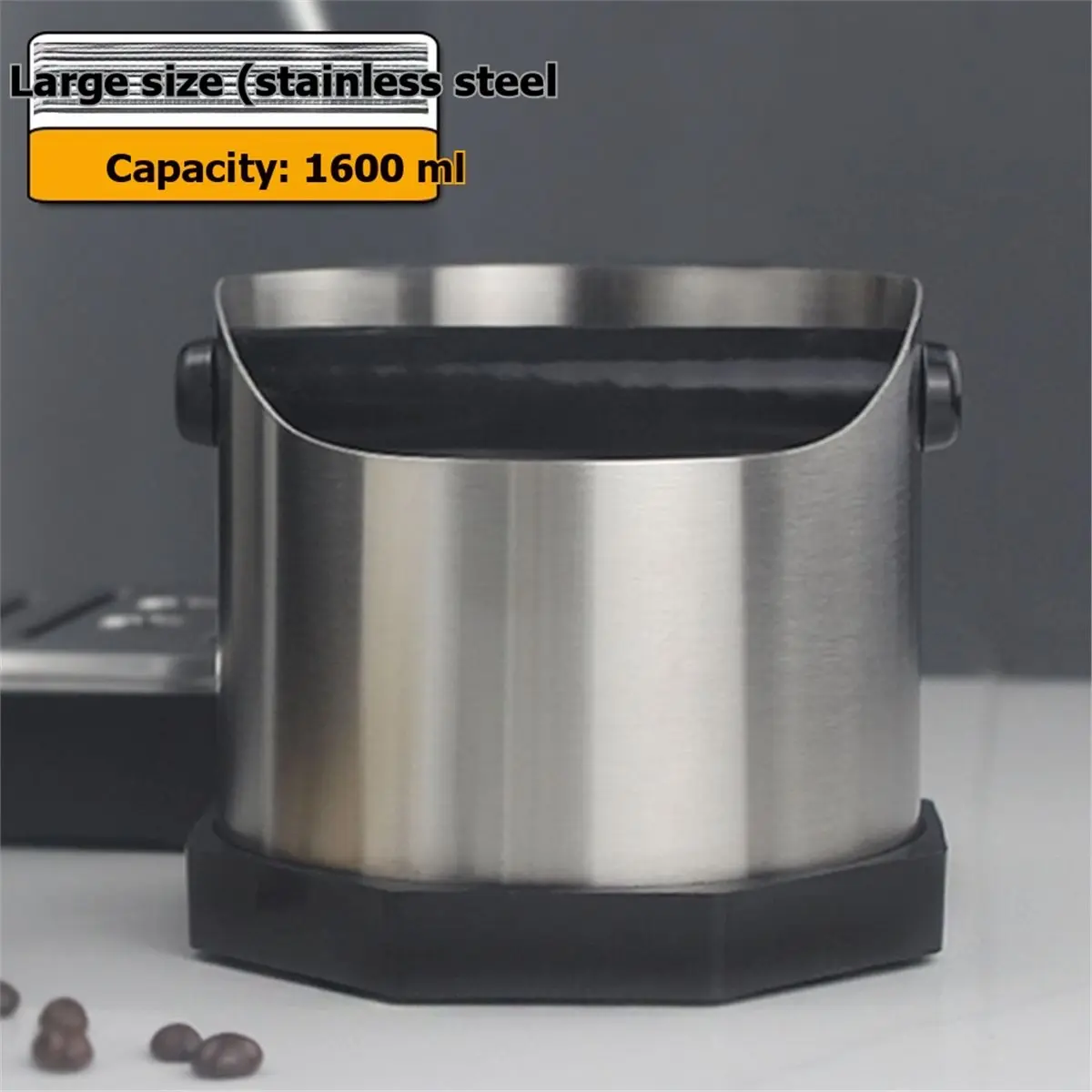 

Новый контейнер для кофейной гущи (нок-бокс) 2026 года, 1600 мл, из нержавеющей стали, матовый черный