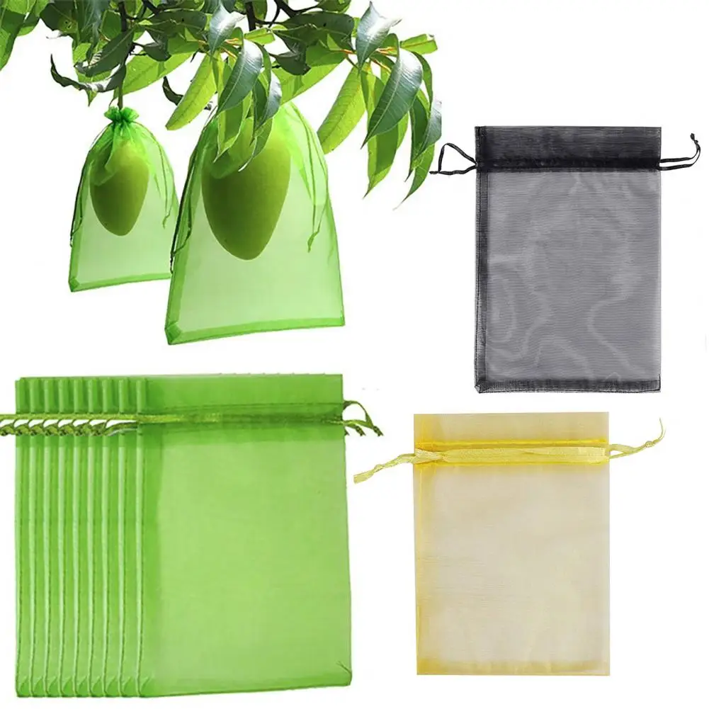 Lightweight Fruit Bag 100pcs Strawberry Blueberry Fruit Netting Covers Drawstring Mesh Bags Pest Barrier for Wide