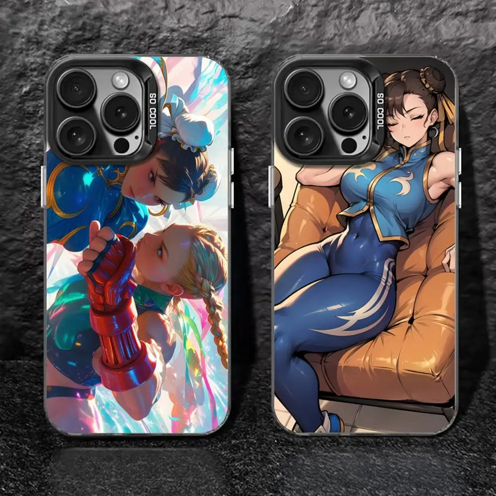 Street Fighter Chun-Li Phone Case black IMD Colorful Silver Suitable soft case for iPhone 16 15 14 13 12 11 XS Pro Max