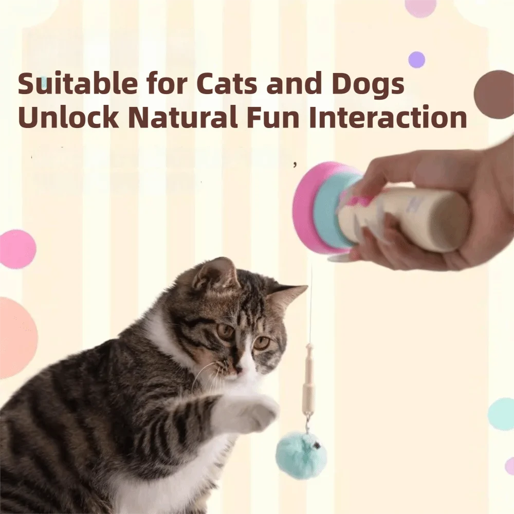 One-Click Launching Electric Cat Teaser Retractable Rope Long-Lasting Interactive Cat Wand Entertainment creative Cat