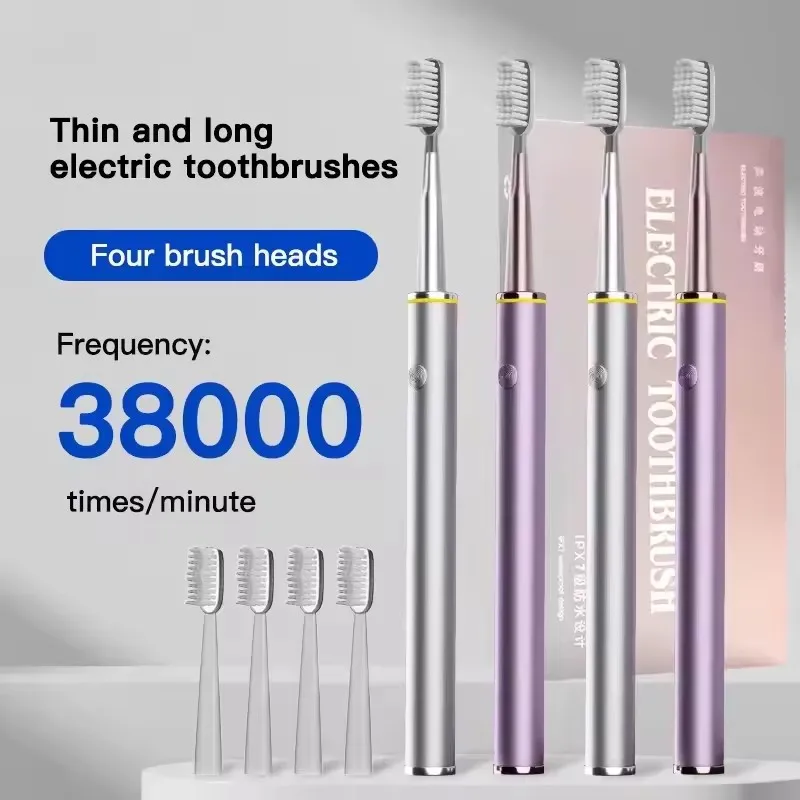 Sonic Electric Toothbrush Mental Thin Brush Body Timer Rechargeable Toothbrush for Women Pure Wisdom Beauty Soft DuPont Bristle
