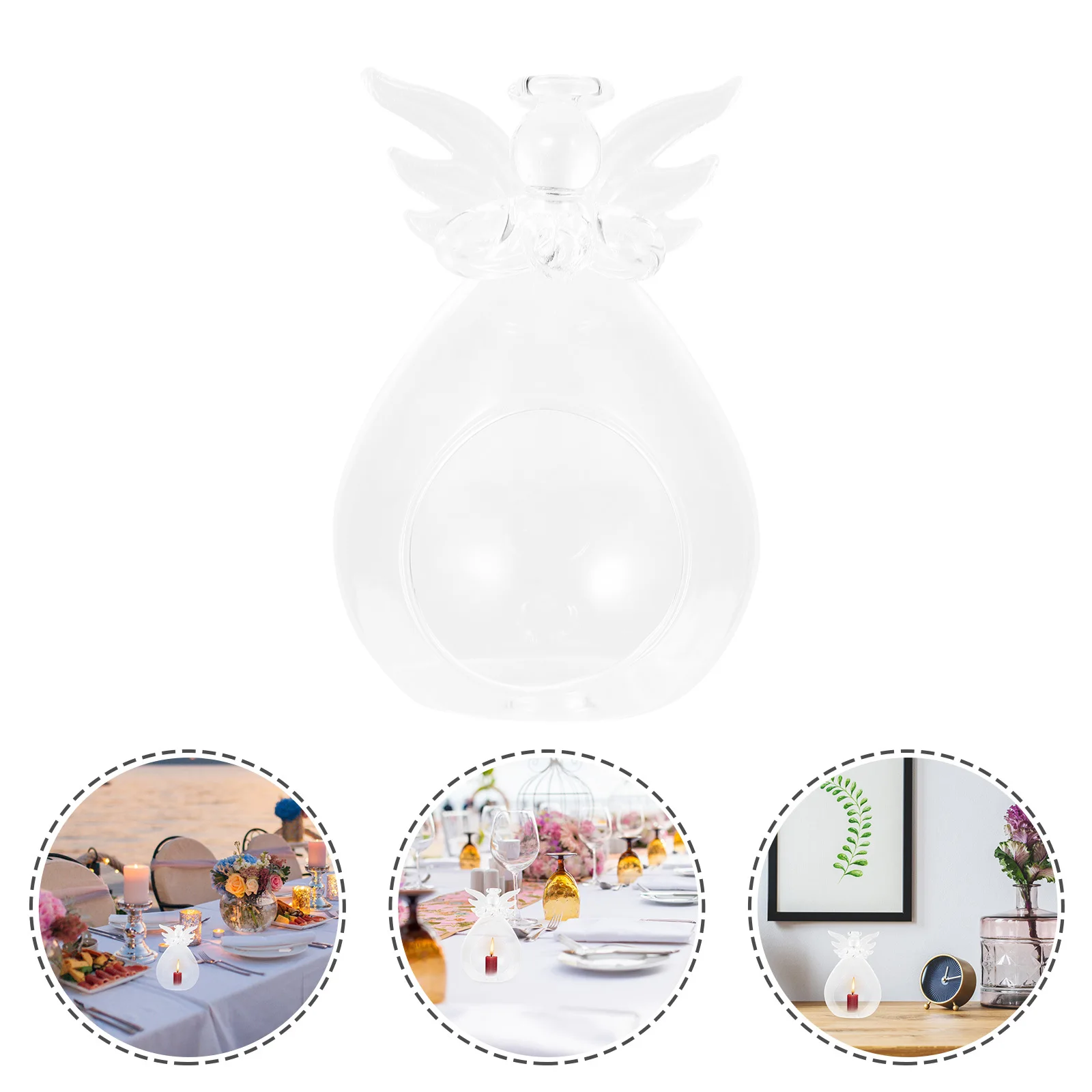 

6Pcs Clear Glass Angel Shade Tealight Holder Lantern Lampshade Decorative Holder for Bedroom Party Christmas