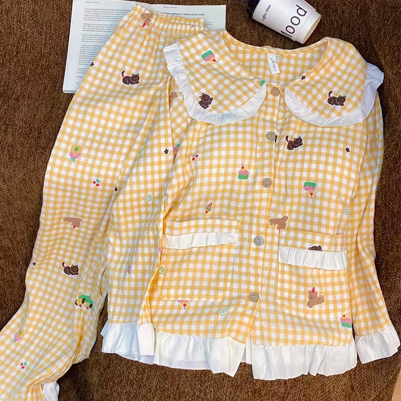 

Женские пижамные комплекты в японском стиле с облачным узором, модальный комплект для сна, эстетичный дизайн, рукава три четверти, шорты-бермуды