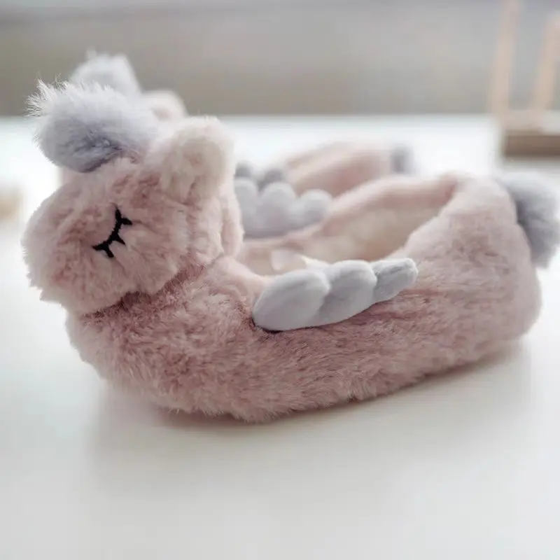 الشتاء لطيف يونيكورن على شكل المرأة المنزل الخريف والشتاء أفخم النعال الدافئة الكبار المنزل الأحذية القطنية