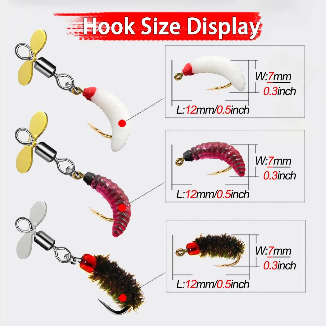 5Pcs/10Pcs Flies Insect Decoy Bait Propeller Sequin Fishhook Trout Nymph Fly Fishing Insect Fishing Lure