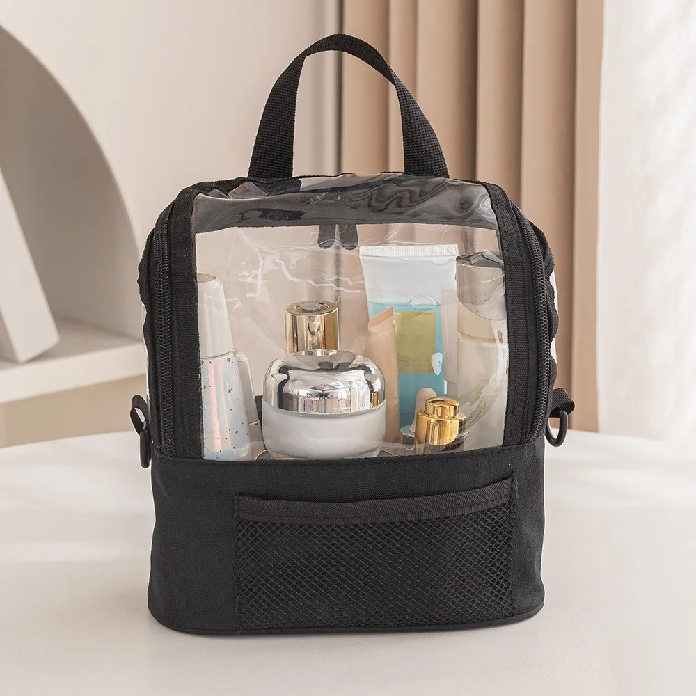 

Professional Makeup Brushes Shoulder Bag Transparent Lightweight Cosmetic Container Oxford Cloth Multifunctional Toiletry Bag