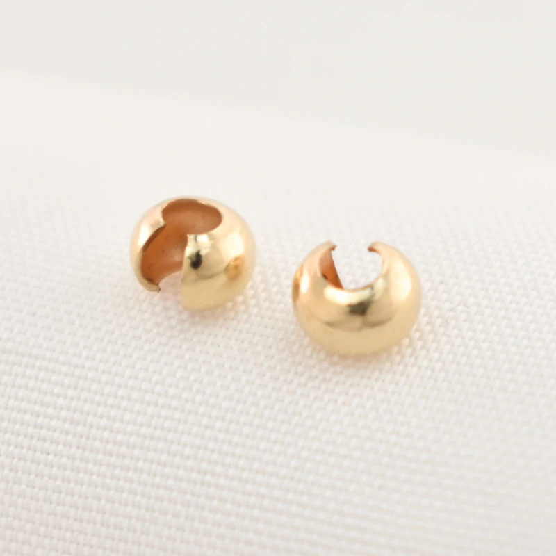 100% 14K Goldfilled Endperlen Gold-Crimp-Cover Schmuckherstellung Handgemachtes DIY-Zubehör Gold-Schmuckzubehör Rocailles – Detail 15