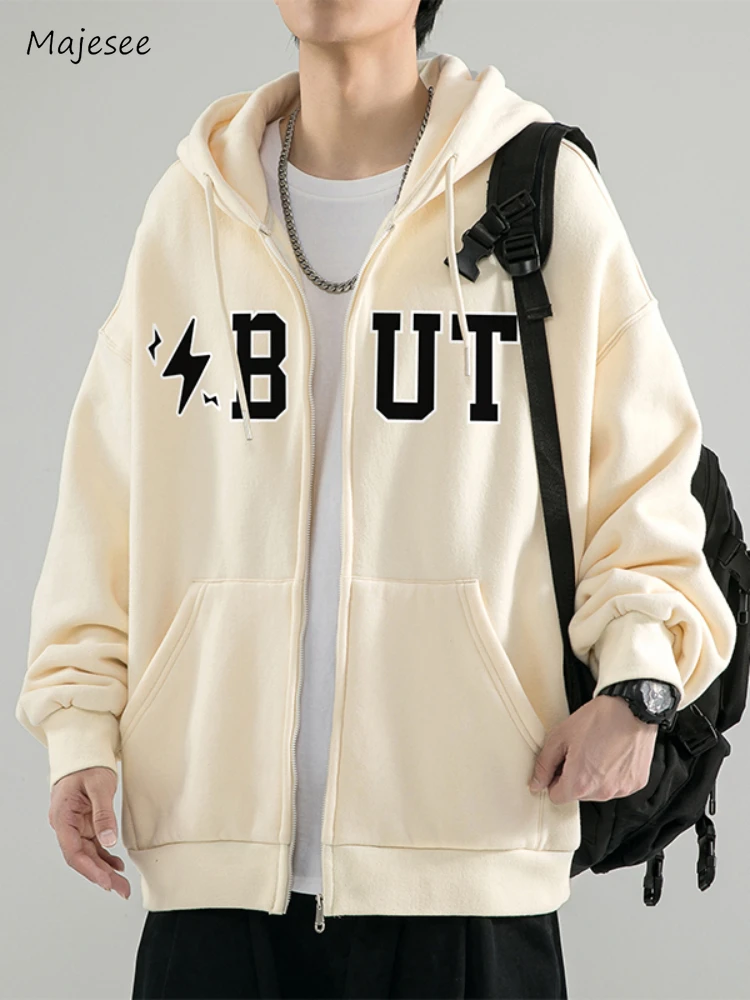 

Mens Jeacket High Street Daily All-match Japanese Style Letter Hooded Outerwear Handsome Loose Teenagers Spring Autumn Oversize