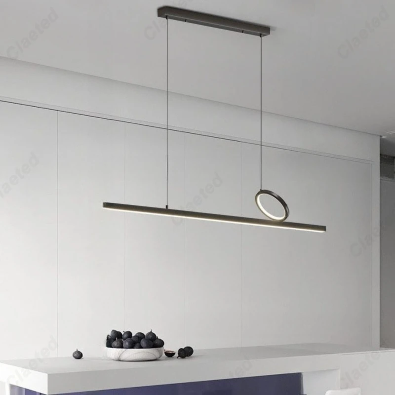 

Minimalist Linear Long Panel Pendant, New Nordic Modern Home Creative Restaurant Bar and Dining Room