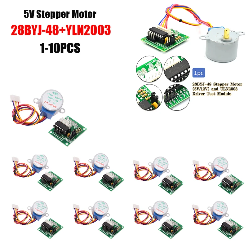 1-10PCS 1Set 28BYJ-48-5V 4 phase Stepper Motor+ Driver Board ULN2003 for Arduino 1 x Stepper motor +1x ULN2003 Driver board