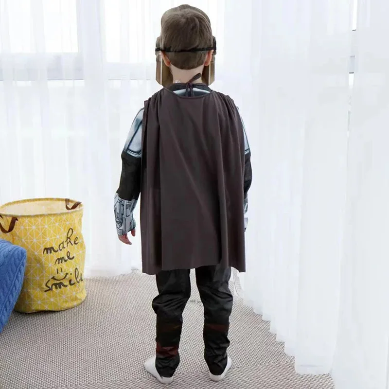 The Mandalorian Outfits Jumpsuits Cloak Galaxy Bounty Hunter Cosplay Anime Clothing Halloween Costume for Kids Carnival Masks