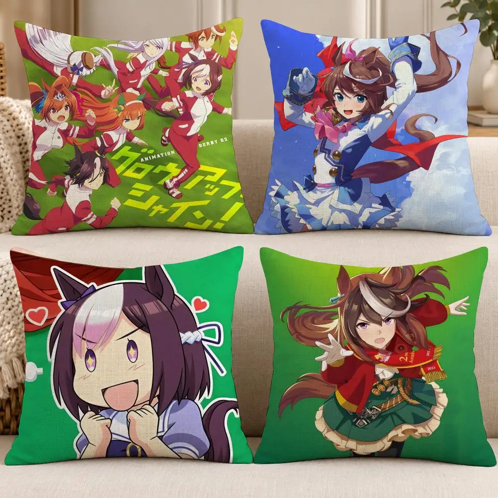 Anime Japanese Manga U-Uma Musume Pretty Derby Cushion Cover Soft Short Plush throw pillow Sofa Bedroom Den Car Dorm Decor Gifts