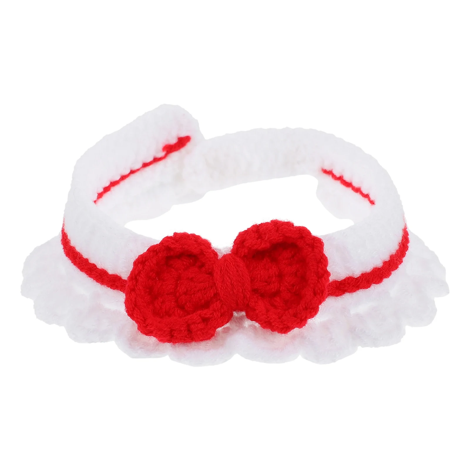 

Knitted Cat Collar Woolen Yarn Accessories White Neck Scarf Decoration for Pets Christmas Party Adjustable Pet Supplies