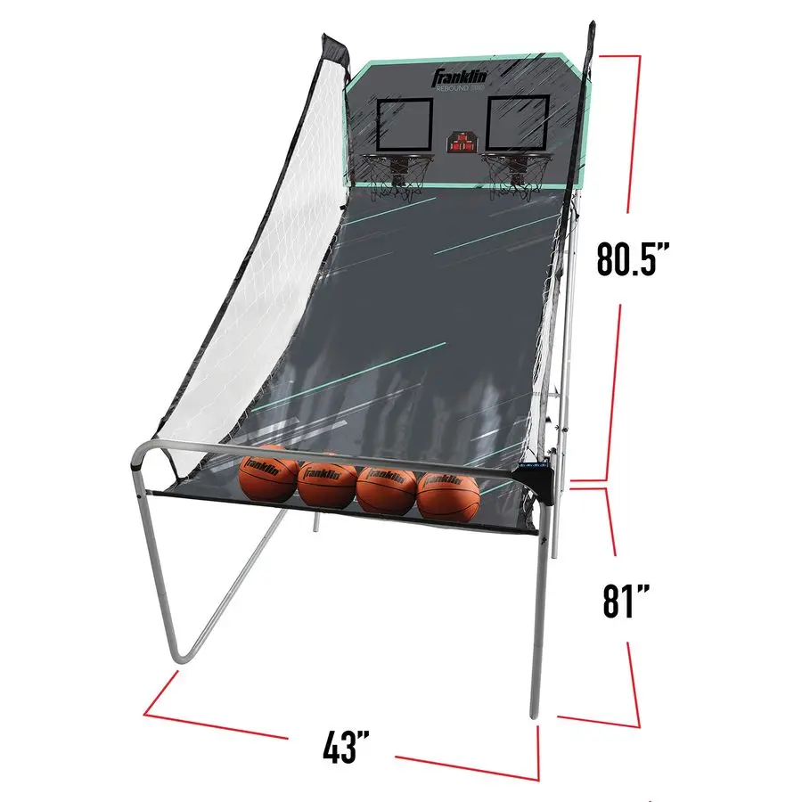 Indoor Double Basketball Hoop Game Electronic Scoreboard 4 Basketballs 2 Player Shooting Arcade
