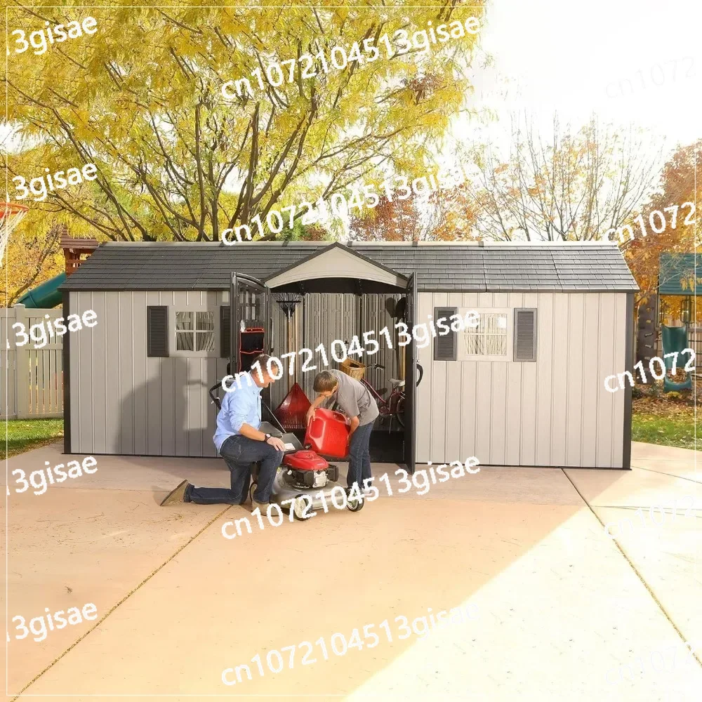 Desert Sand-colored, Heavy-duty Steel Trusses Enhance Roof Strength Y 20ft X 8ft Outdoor Storage Shed,
