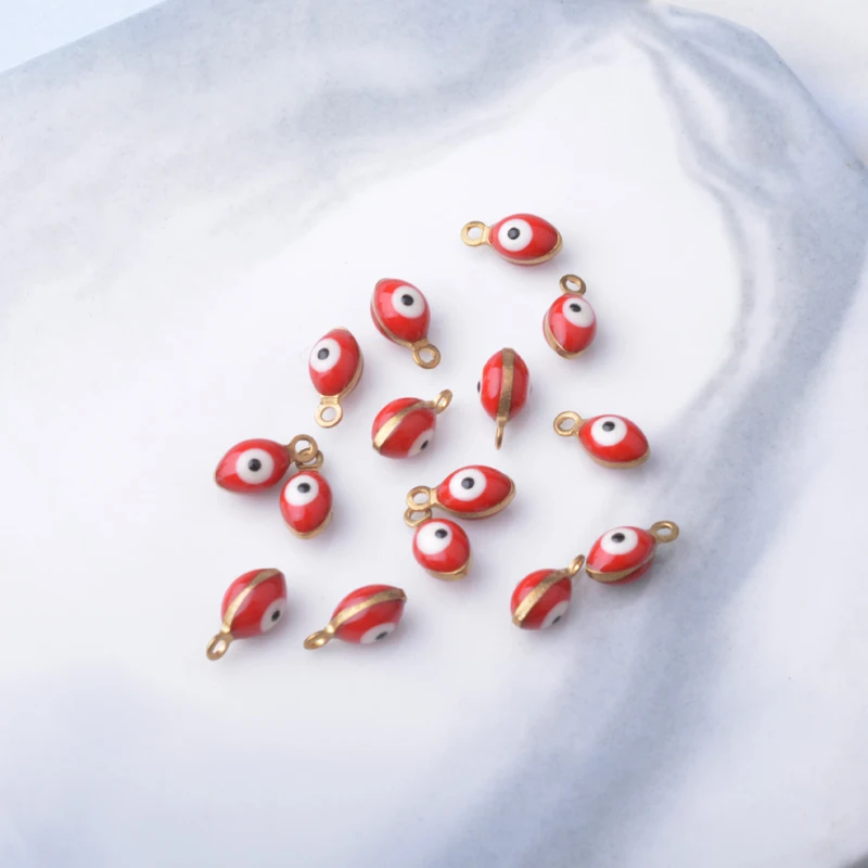 30 Stück doppelseitige Böses-Auge-Anhänger aus Kupfer mit Emaille, Mini-Anhänger für Armbänder, Halsketten, Ohrringe, Accessoires – Detail 9