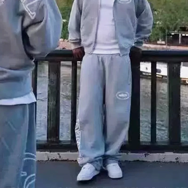 Devil's Island Retro Meichao High Street سروال كاجوال فضفاض للجنسين بنمط مطبوع عصري فضفاض مناسب