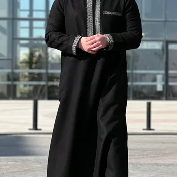 Nouveau Thobe marocain à manches longues capuche brodée desi...