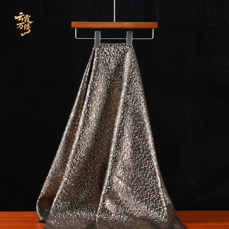 Three-dimensional granular relief jacquard lustrous fabric for cheongsam and Hanfu clothing designer polyester-cotton