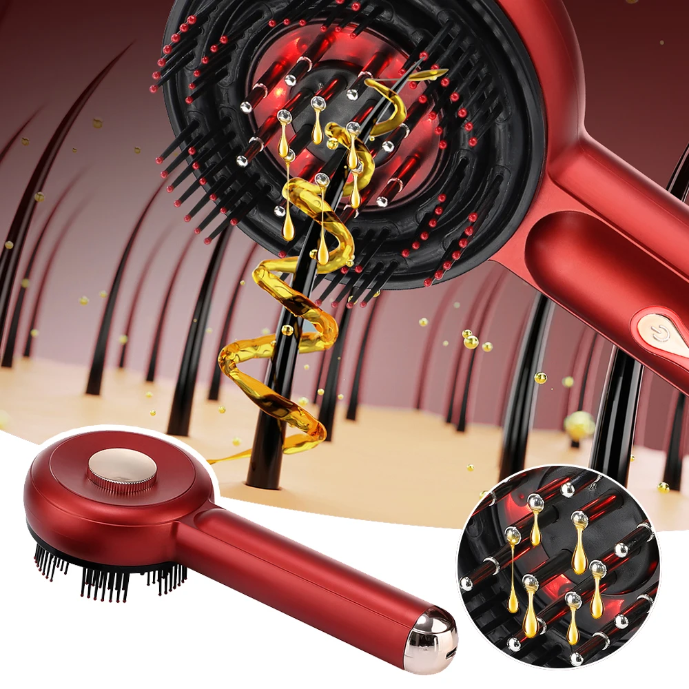 Electric Micro-current Massage Comb 660nm Red Light Hair Care Comb Kneading Relax Head Scalp Massager     JJ3165JH