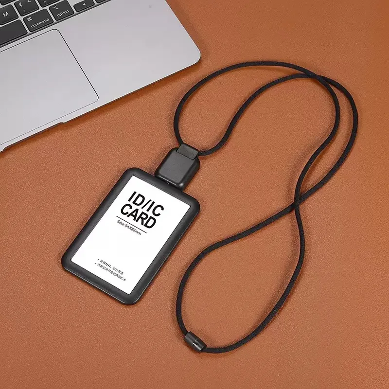 Id Card Lanyard, Silicone Id Card Holder Business Card Protector, with Retractable Cord, Safety Quick Release Buckle, 2 Card Slots