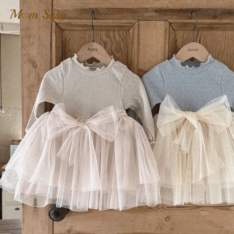 

Fashion Baby Girl Bow Tutu Dress Long Sleeve Infant Toddler Child Tulle Vestido Party Birthday Pageant Baby Clothes 1-3Y