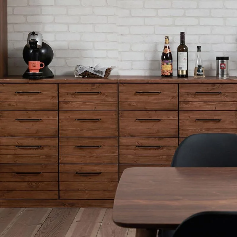 Solid wood chest, retro black walnut locker, storage cabinet, cabinet drawer, simple Nordic living room, utility cabinet