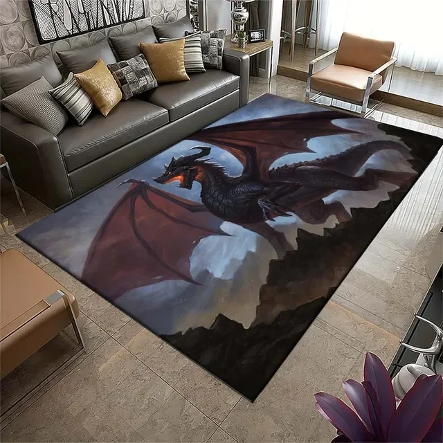 3D Cool Dragon Series Area Rug Large,Carpets Rug for Living Room Bedroom Decoration,,Kitchen Bathroom Non-slip Floor Mat Gift