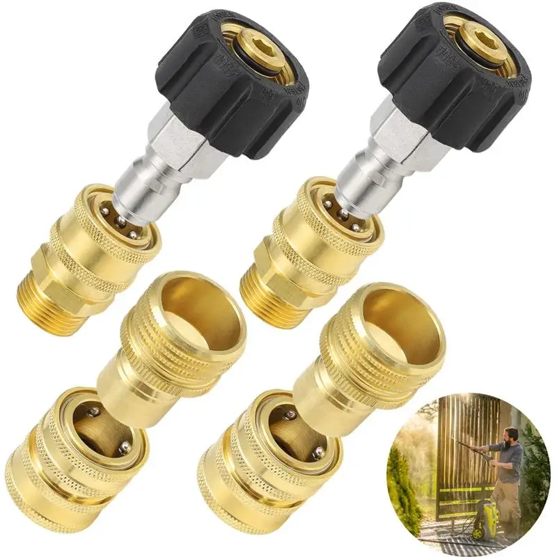 

8Pcs Pressure Washer Quick Adapter Quick Disconnect Kit For Power Washer M22-14mm To 3/8'' Quick Connect 3/4’’ To 1/2’’ Fittings