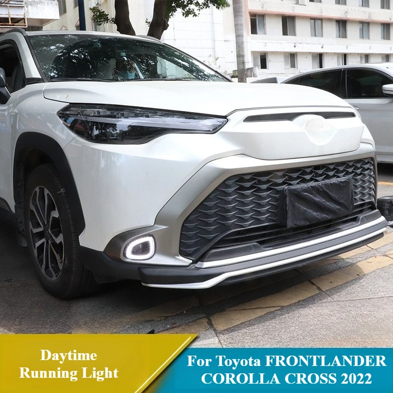For Toyota FRONTLANDER COROLLA CROSS 2022 Led Daytime Running Light DRL Dynamic Turn Signal Front Bumper Fog Lamp Accessories