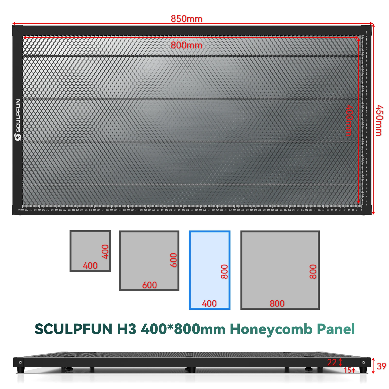 Imagem -02 - Corte a Laser Honeycomb Painel Bancada para Co2 Máquina de Gravação a Laser Fácil de Observar Proteção Desktop 400x800 mm Sculpfun-h3