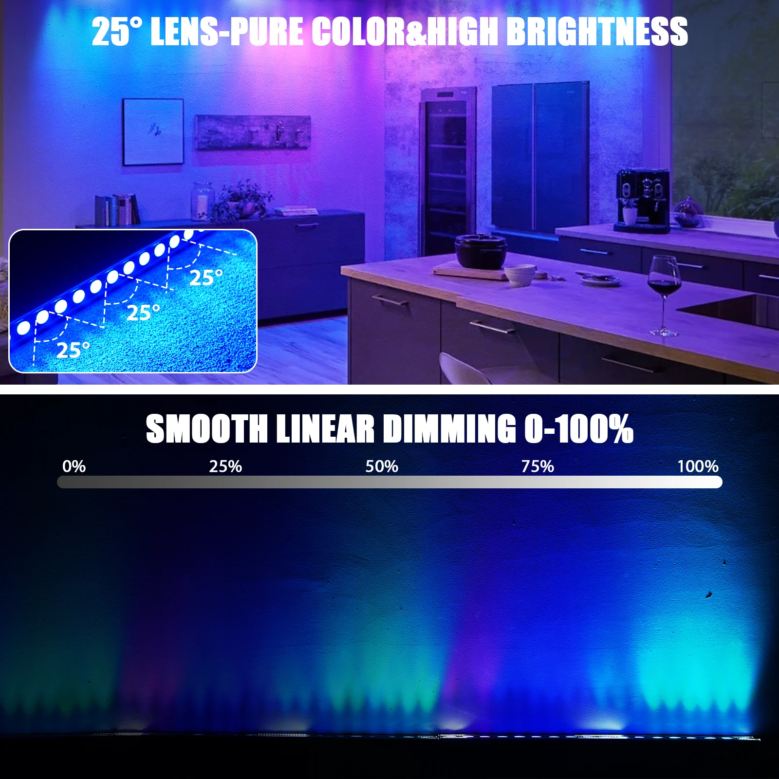 Yiflamefly 2Pcs 120W 18-LED RGBW Wall Washer Light 29 Running Chase Mode Flash DMX512  for Home Entertainment Stage Performance