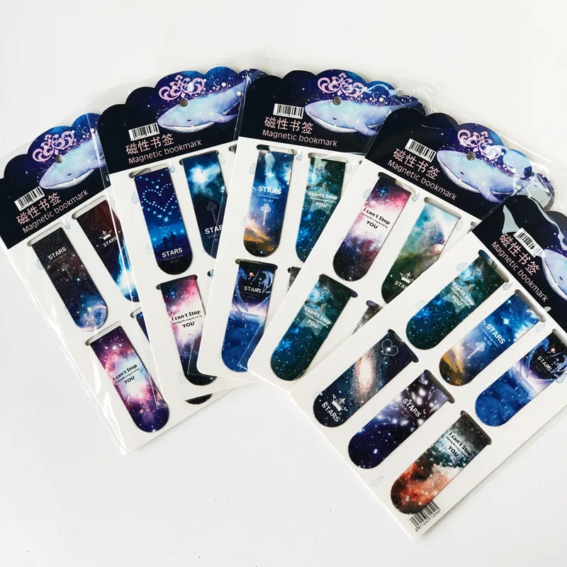 6 Pcs/pack Fantastic Starry Magnetic Bookmarks Maker of Page