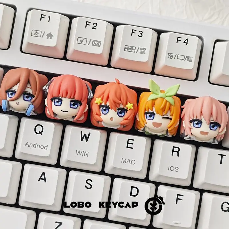 The Quintessential Quintuplets Cartoon Keycaps Kawaii Cartoon Character Personality Resin Mechanical Keyboard Attachment Collect