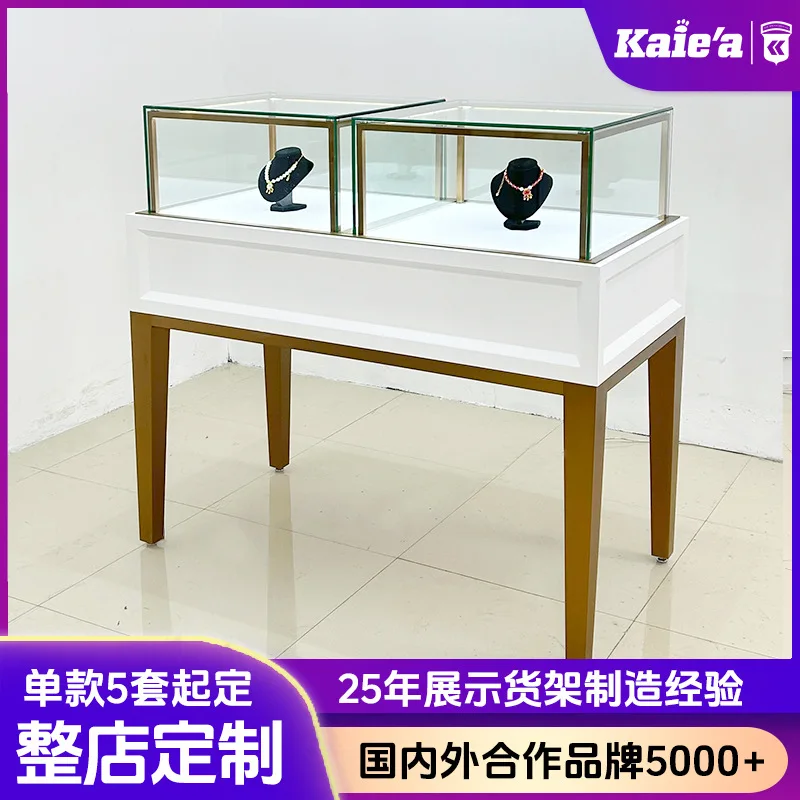 

Custom Luxury Jewelry Display Cabinet Ring Counter Mall Gold Silver Jewelry Chain Store Showcase Watch Display Cabinet