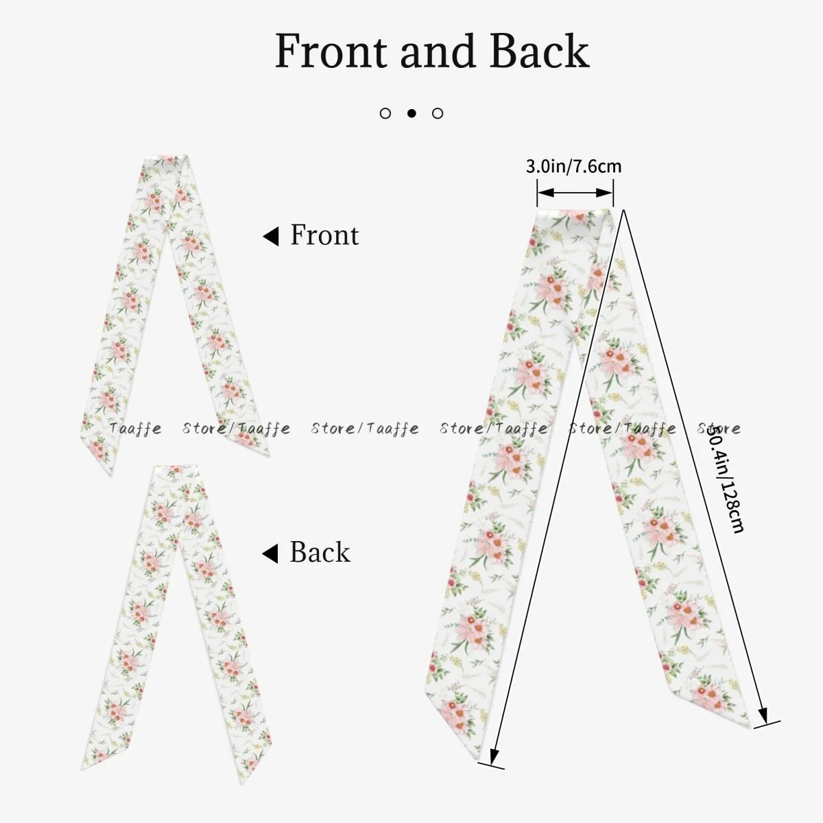 1PC Women Narrow Short Scarf Floral Fake Silk Ribbon Headband