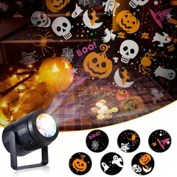 USB Powered LED Halloween Projection Spotlight 16 Vibrant Patterns RGB Decorative Projection Light Perfect for Halloween Decor