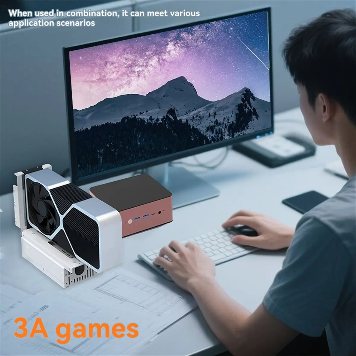 GPU OCuLink GPU Dock PCIe 5.0x4 GDP كمبيوتر محمول إلى بطاقة رسومات الفيديو الخارجية M.2 Oculink SFF8611 إلى PCIE X16 بيند أبيض