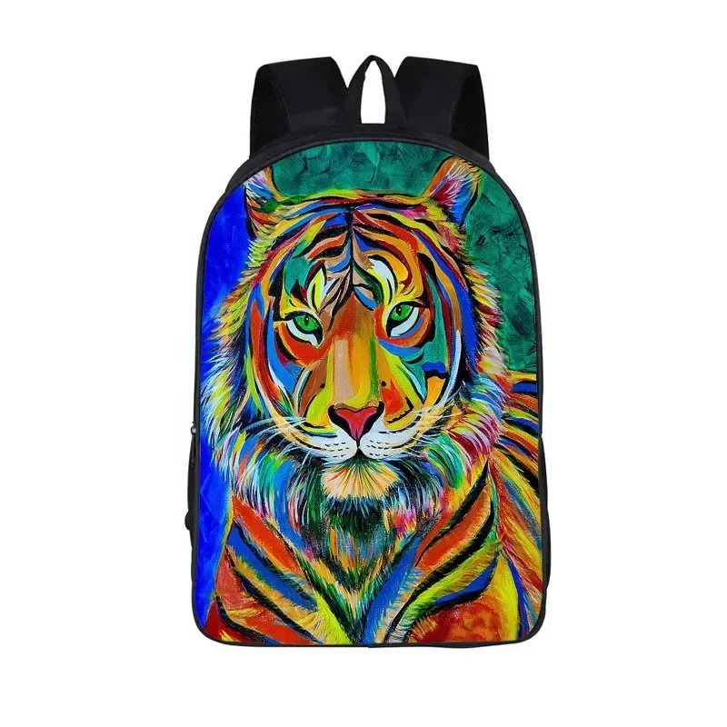 Mochila de tigre fresco con pintura al óleo para adolescentes, niños y niñas, mochilas escolares para hombres y mujeres, mochilas de almacenamiento de viaje informales