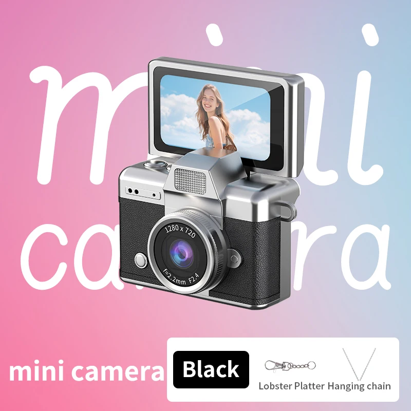 

Флип-экран для селфи, мини-камера, ретро-цифровая камера CCD, миниатюрный видеорегистратор с большим пальцем, 1080P, светодиодный заполняющий свет, 1,4-дюймовая мини-камера