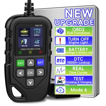 Pil Testi ile OBD2 Tarayıcı, OBDII/EOBD Tarayıcı Teşhis Aracı Araba Kod Okuyucu CAN Tarama Aracı, Motor Arıza Kodu Okuyucu