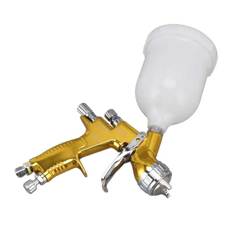 HRBAJ-GT Pro Airbrush Gold 1.3Mm Nozzle TE20 T110 Water Based Air Spray Gun Painting Gun With Mixing Cup