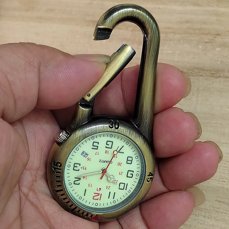 Reloj con hebilla para montañismo y calendario al aire libre, mochila deportiva, reloj de bolsillo luminoso, reloj de cintura para personas mayores, reloj de enfermera