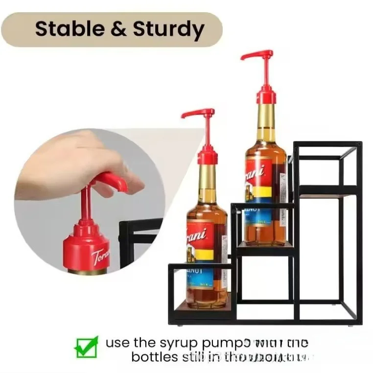 Multi-Level Wooden Wine Display Rack Iron Art Kitchen Spice Storage Shelf Multi-Purpose Step-Style Organizer Shelf