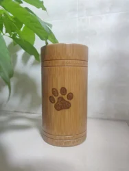 Carved Custom Bamboo Pet Urn Cremation Cute Cat Dog Paws S-L Size Puppy Kitten Ashe for Urn Funeral Supplies Pet Dog Accessories
