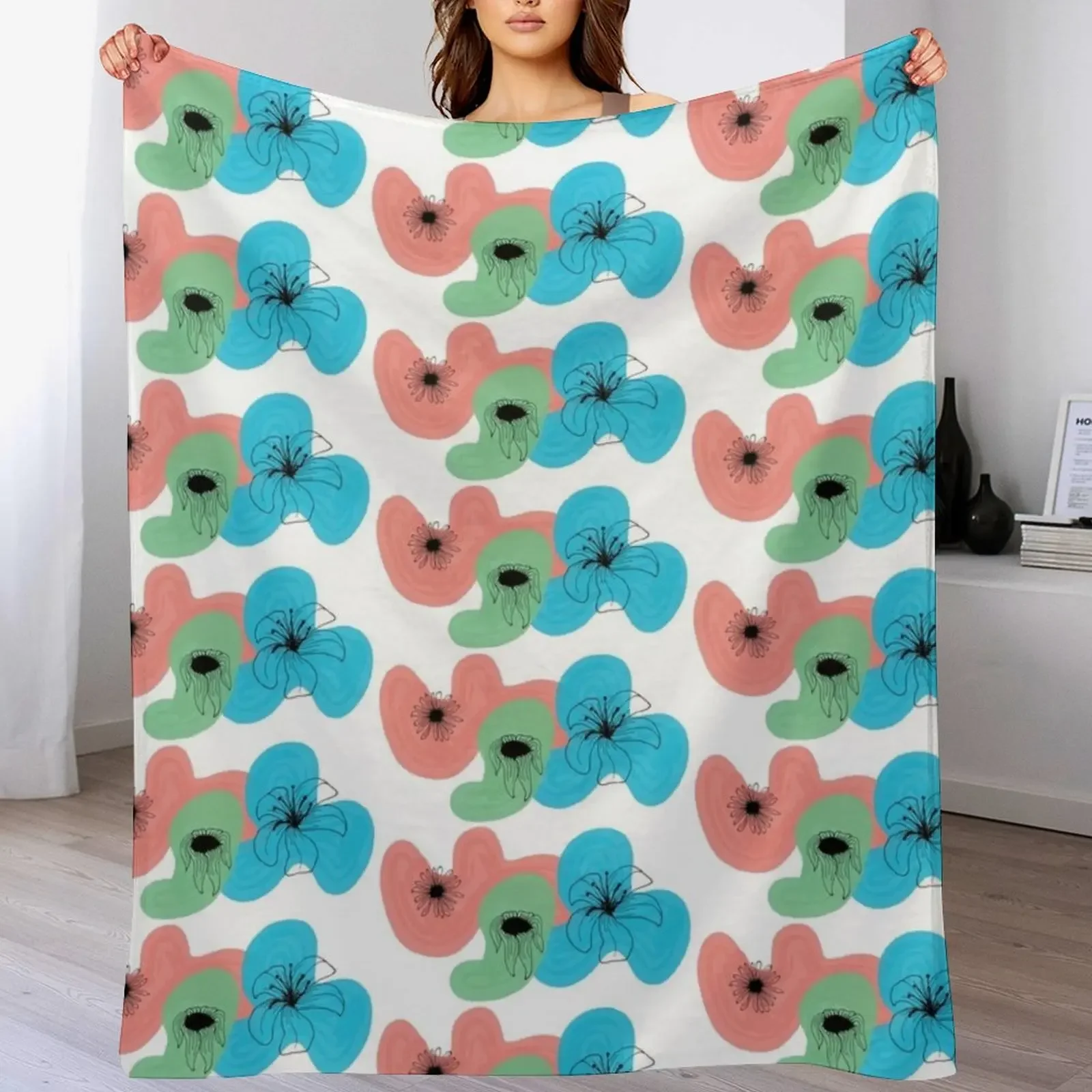 

Power Puff Flowers Throw Blanket Anti Shedding Soft Fuzzy Blanket for Home