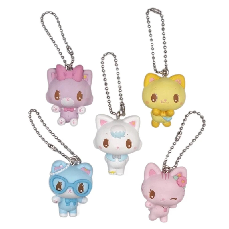 

Набор ключей Mewkledreamy Cat из 5 предметов Rei Kun Suu Nene Peco, аниме Kawaii, милые мини-брелки из ПВХ, брелок для ключей, игрушки для девочек